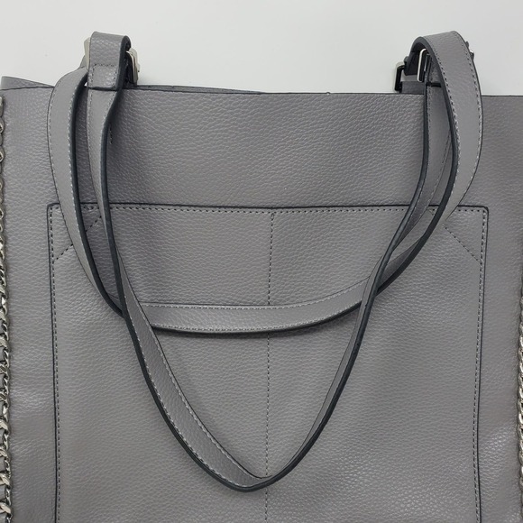 Steve Madden Tote Chain Embellished Shoulder Gray Bag - Picture 3 of 11